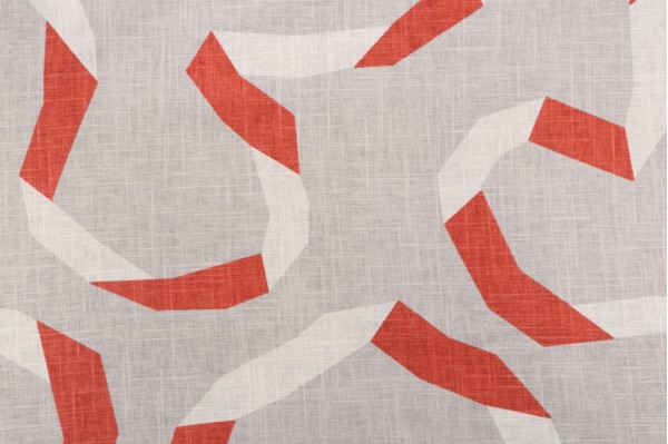 Robert Allen Vento Ribbon Printed Linen Blend Drapery Fabric in Persimmon 