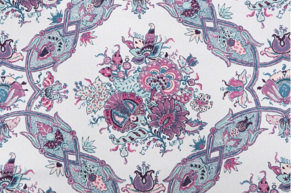 Robert Allen Sissy Printed Cotton Drapery Fabric in Purple 
