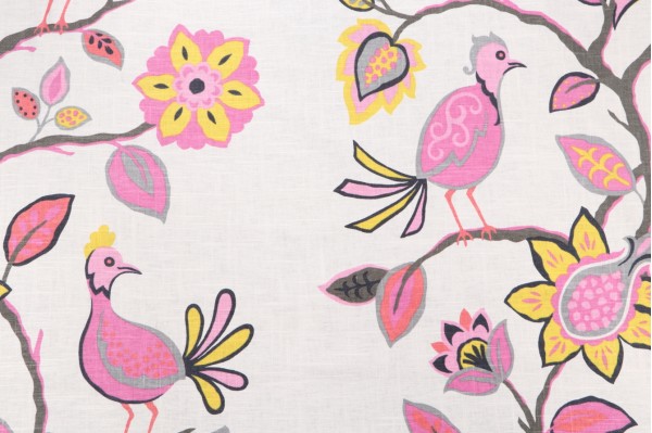 Click for Duralee Meriwa Printed Linen Blend Drapery Fabric in Azalea  Duralee Meriwa Printed Linen Blend Drapery Fabric in Azalea