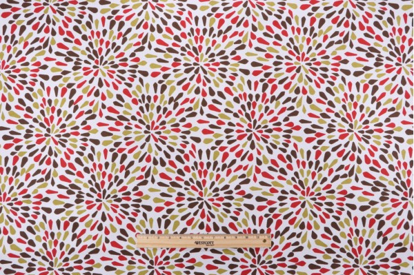 Robert Allen Many Petals Printed Cotton Drapery Fabric in Poppy 