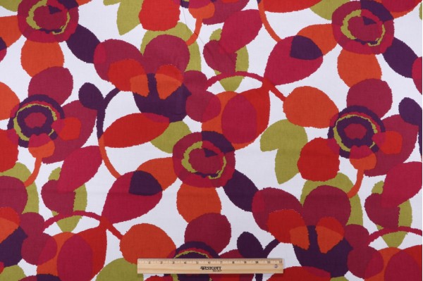 Click for Robert Allen Abstract Flora Printed Cotton Drapery Fabric in Poppy  Robert Allen Abstract Flora Printed Cotton Drapery Fabric in Poppy
