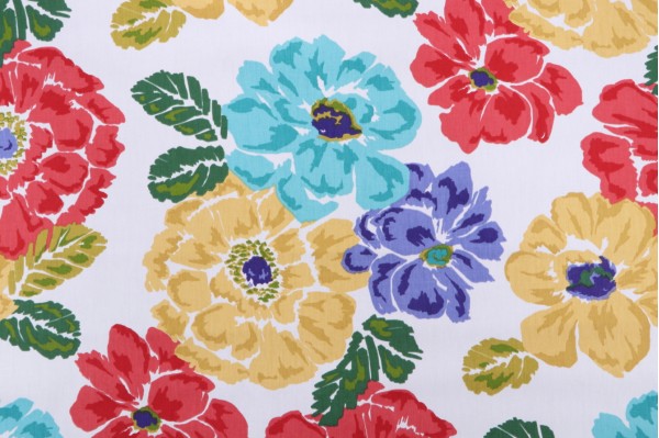 Robert Allen Best Bouquet Printed Cotton Drapery Fabric in Calypso 