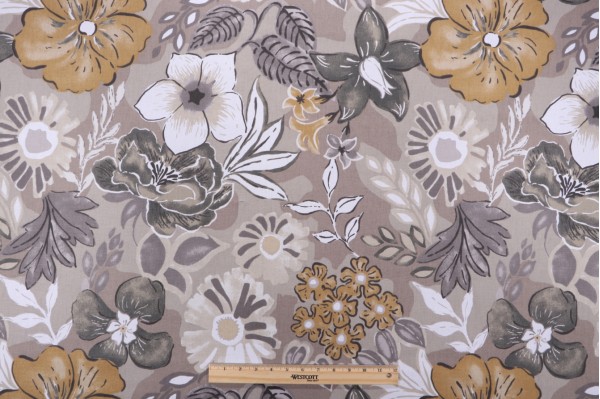 Sample of Robert Allen Bahenga Printed Cotton Drapery Fabric in Twine 