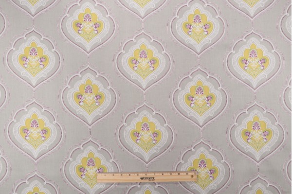 Sample of Duralee Jumara Printed Cotton Drapery Fabric in Yellow 