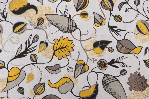 Sample of Robert Allen Magnus Printed Drapery Fabric in Citrine 