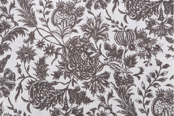 Duralee Ananya Printed Drapery Fabric in Charcoal 