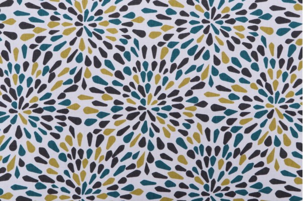Sample of Robert Allen Many Petals Printed Drapery Fabric in Turquoise 