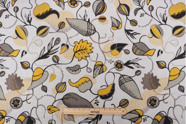 Sample of Robert Allen Magnus Printed Drapery Fabric in Citrine 