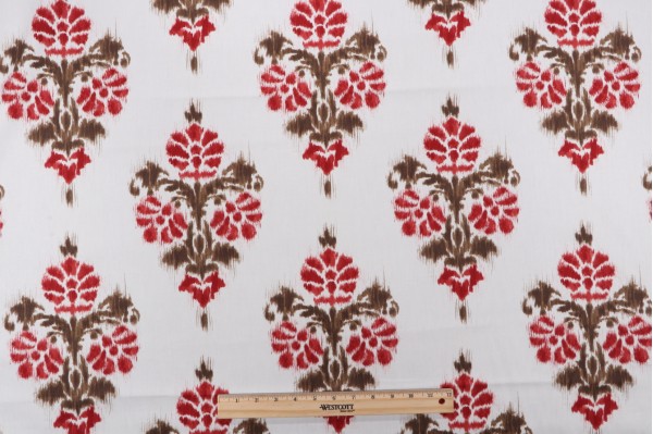 Suburban Fabrics Manon Printed Drapery Fabric in Red For Duralee 