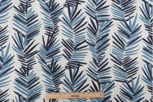 HC Monogram Riviera Printed Drapery Fabric in Ocean 