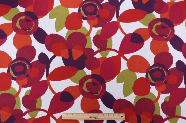 Robert Allen Abstract Flora Printed Drapery Fabric in Poppy 