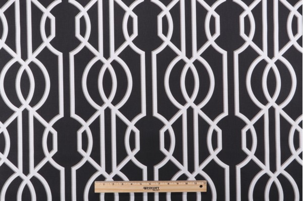 Magnolia Home Deco Printed Cotton Drapery Fabric in Onyx 