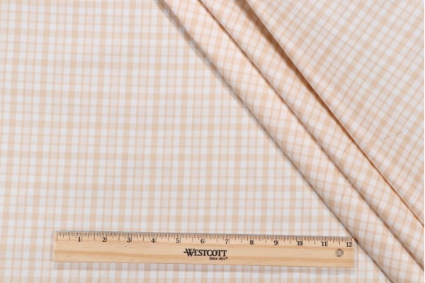Thibaut Hatteras Check Woven Cotton Decorator Fabric in Beige W86761