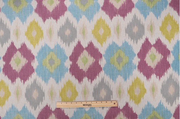Thibaut Bimini Ikat Printed Linen Blend Drapery Fabric in Purple F95731