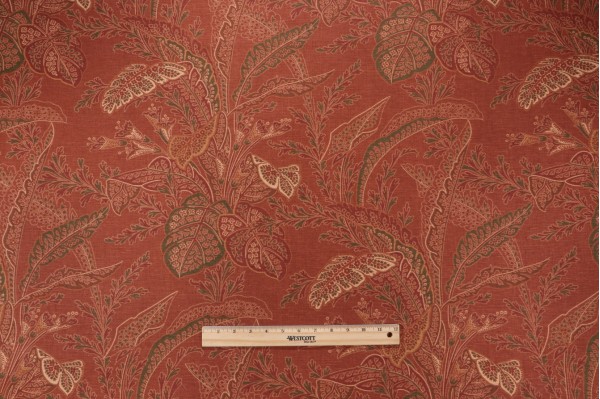 Thibaut Arlington Printed Linen Blend Drapery Fabric in Rust F93815