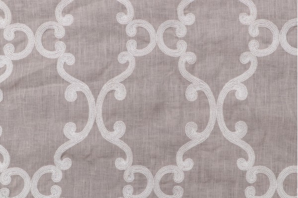Thibaut Anna French Roselli Trellis Embroidered Linen Drapery Fabric in Lavendar AW2562