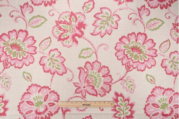 Thibaut Alexa Printed Linen Blend Drapery Fabric in Pink F94918