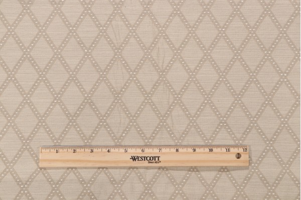 Thibaut Beaded Trellis W79222 Woven Upholstery Fabric in Beige