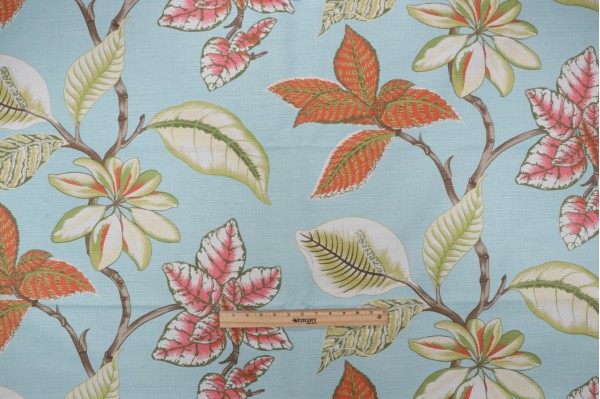 Thibaut Lucala Printed Linen Blend Drapery Fabric in Blue Pink F95749