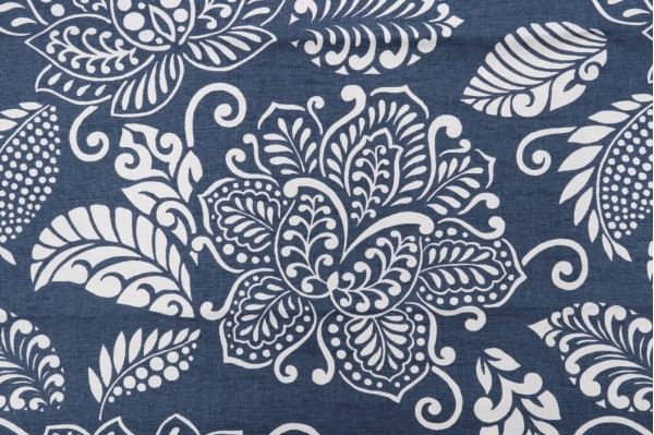 Thibaut Waterbury Printed Linen Blend Drapery Fabric in Navy F99266