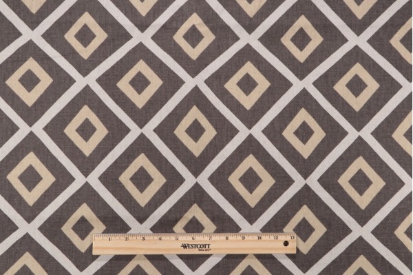 Thibaut Carole F99191 Printed Linen Blend Drapery Fabric in Grey