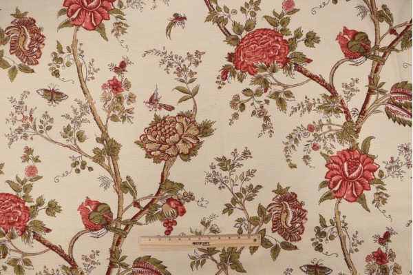 Thibaut Rye F93338 Printed Cotton Drapery Fabric in Tan