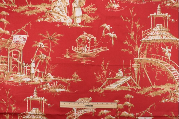 Thibaut Meridian F95302 Printed Drapery Fabric in Red