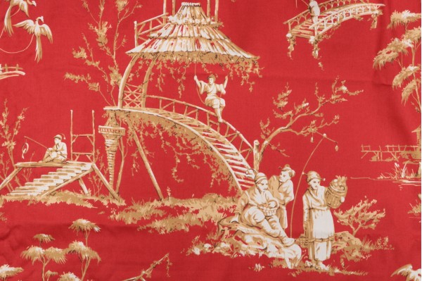 Thibaut Meridian F95302 Printed Drapery Fabric in Red