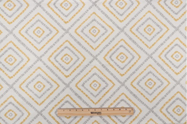 Thibaut Kozar F94922 Printed Drapery Fabric in Gold and Grey