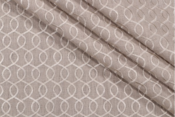 Thibaut Ballad AW2556 Embroidered Drapery Fabric in Flax
