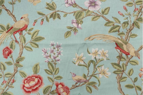 Thibaut Newman F94701 Printed Drapery Fabric in Aqua