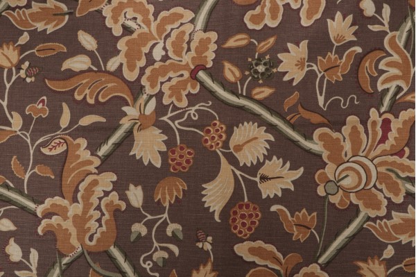 Sample of Thibaut Denmark F96031 Printed Drapery Fabric in Brown 