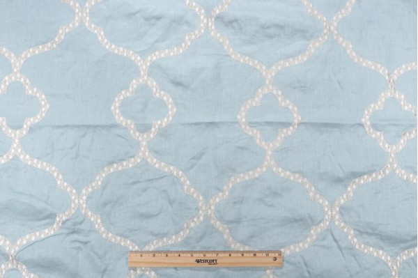 Thibaut Gibralter W72772 Embroidered Drapery Fabric in Blue 
