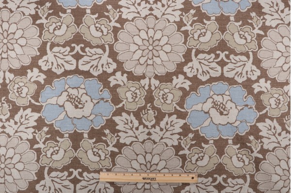 Sample of Thibaut Shima AF2588 Printed Drapery Fabric in Tan and Brown 