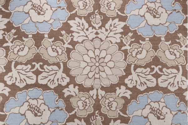 Sample of Thibaut Shima AF2588 Printed Drapery Fabric in Tan and Brown 