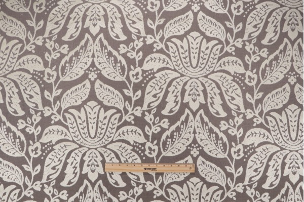 Thibaut Luxembourg Damask W71802 Velvet Upholstery Fabric in Cream