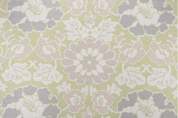 Anna French Shima AF2586 Printed Linen Blend Drapery Fabric in Apple Green for Thibaut