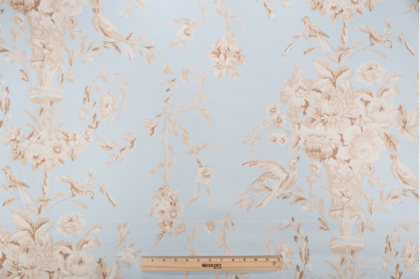 Thibaut Robin F91320 Printed Drapery Fabric in Blue