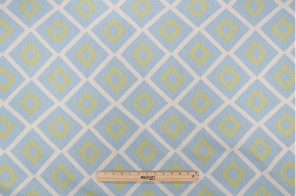 Thibaut Carole F99192 Printed Linen Blend Drapery Fabric in Aqua