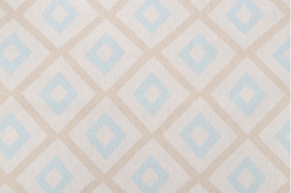Thibaut Carole F99189 Printed Linen Blend Drapery Fabric in Beige and Aqua