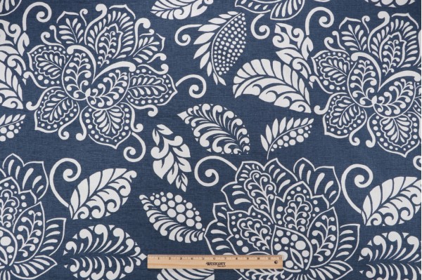 Click for 14 Yards Thibaut Waterbury F99266 Printed Drapery in Navy Thibaut Waterbury F99266 Printed Drapery in Navy