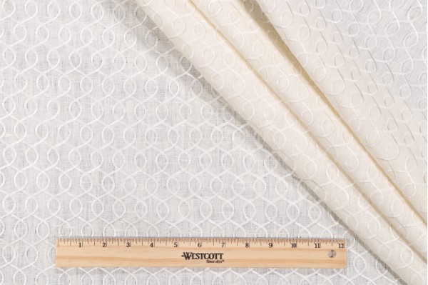 Thibaut Trellis Embroidered Drapery Fabric in White