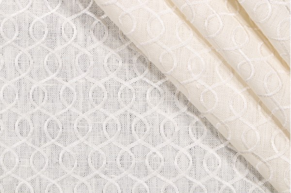 Thibaut Trellis Embroidered Drapery Fabric in White