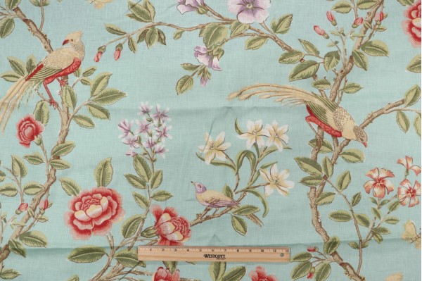 Thibaut Newman F94701 Printed Drapery Fabric in Aqua