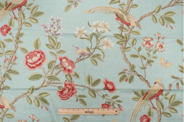 Click for 1 Yard Thibaut Newman F94701 Printed Drapery Fabric in Aqua 1 Yard Thibaut Newman F94701 Printed Drapery Fabric in Aqua
