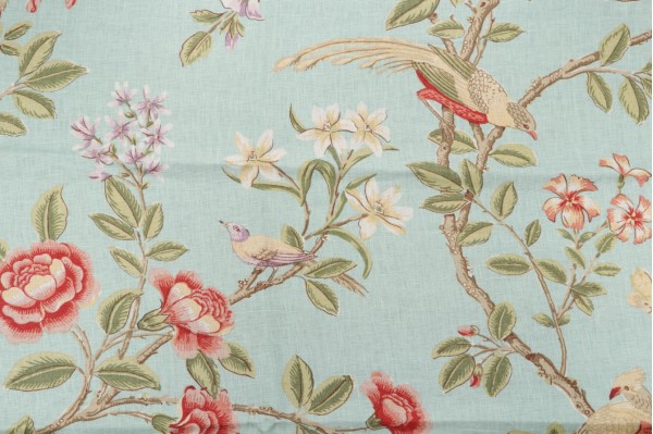 Click for 1 Yard Thibaut Newman F94701 Printed Drapery Fabric in Aqua 1 Yard Thibaut Newman F94701 Printed Drapery Fabric in Aqua