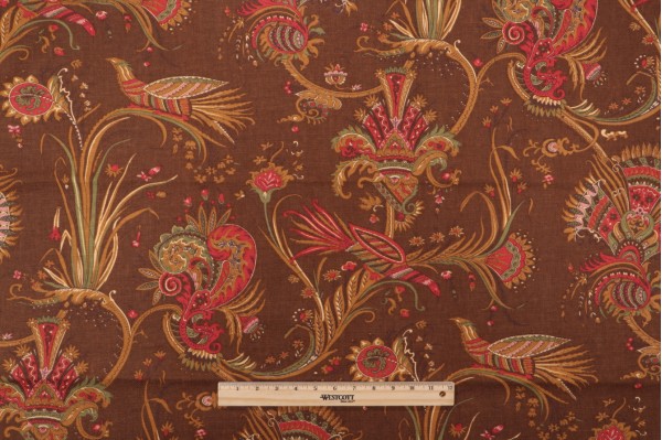 Thibaut Hunterdon F93352 Printed Drapery Fabric in Brown