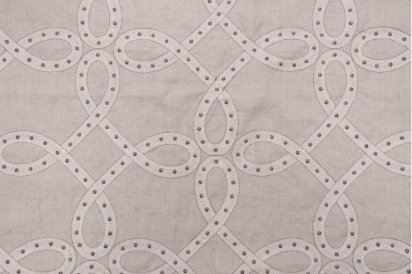 Thibaut Salina Ribbon Embroidered Linen Decorator Fabric in Linen AW1378