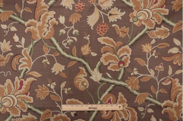 Click for 1.5 Yards Thibaut Denmark Printed Cotton Linen Drapery Fabric in Brown F96031 Thibaut Denmark Printed Cotton Linen Drapery Fabric in Brown F96031