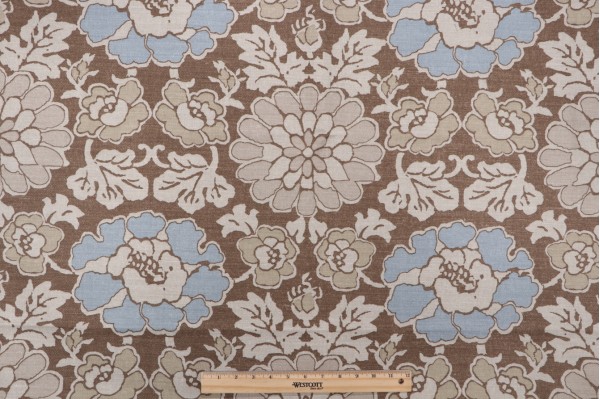 Thibaut Shima Printed Linen Cotton Drapery Fabric in Brown AF2588
